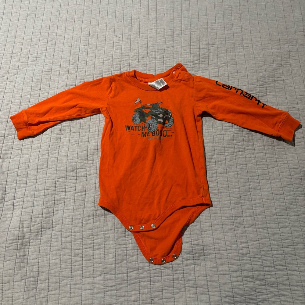 Carhartt Orange Kids Bodysuit with Fun Graphic